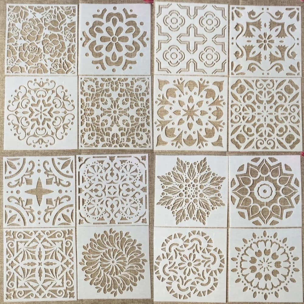 16Pcs/Set 15*15cm Mandala Geometry DIY Layering Stencils Wall Painting Scrapbook Coloring Embossing Album Decorative Template