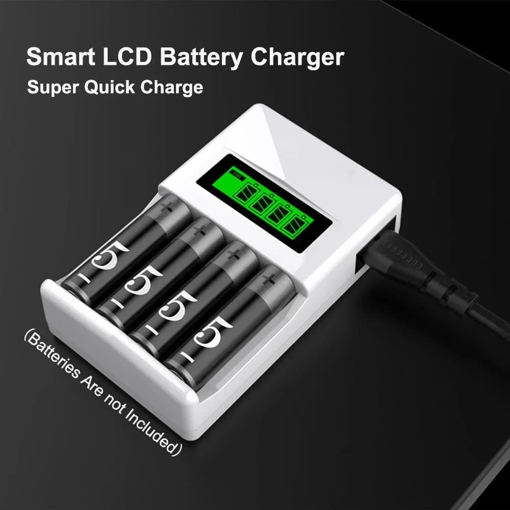 Per batterie ricaricabili AAA/AA Ni-MH/Ni-Cd con cavo di ricarica Caricabatteria Power Bank a 4 slot Caricatore intelligente con spina US/EU/UK
