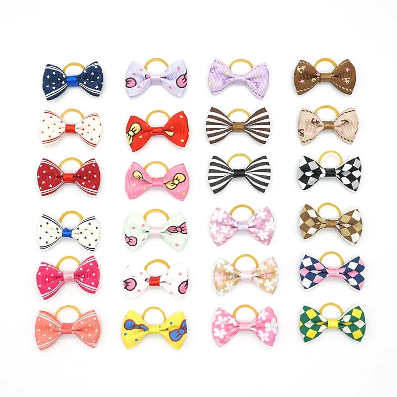 20 Pezzi Archi per Capelli per Cani Fiocco in Nastro Artigianale con Elastico Accessori per Capelli per Cani Gatti Toelettatura Archi Forniture per Animali Domestici