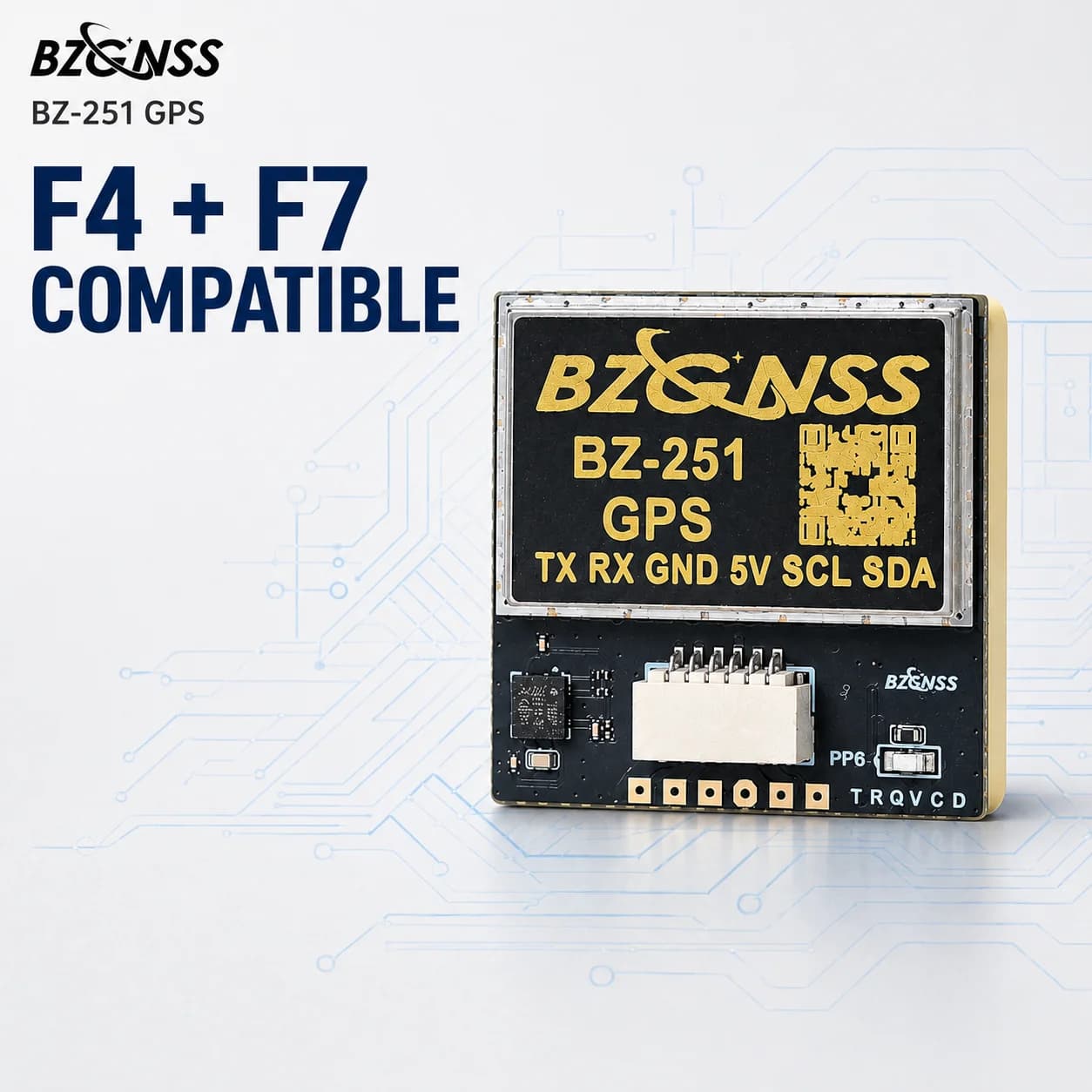 BZGNSS BZ-251 FPV GPS Module M10 QMC5883L Compass High Precision Fast Lock 5V for F4 F7 Drone INAV RTH, GEPRC M1025Q Alternative