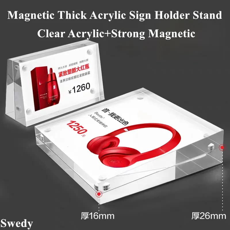 100x70mm Tavolo magnetico inclinato Etichetta prezzo Etichette per carte Menu Cornice per poster in carta Espositore per cartello acrilico da tavolo