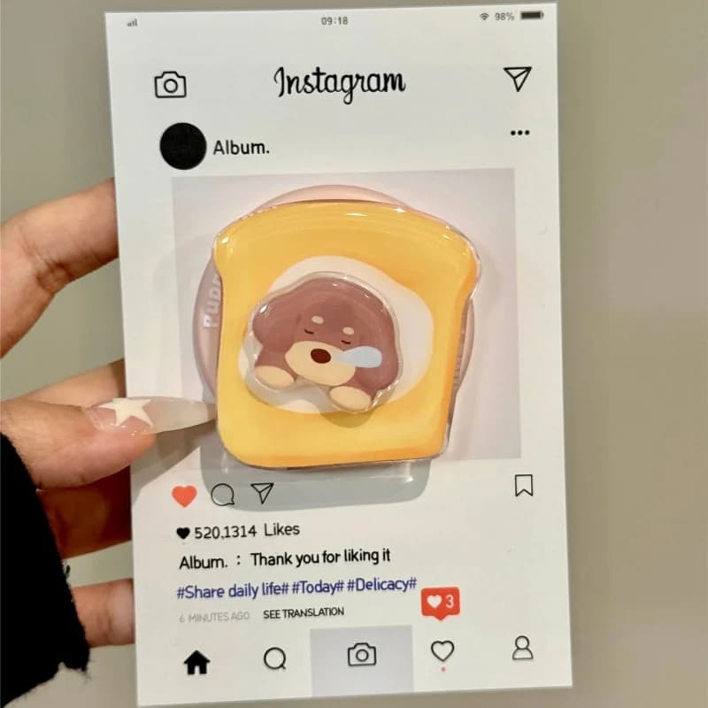 Cute Cartoon Rotation Puppy For Magsafe Magnetic Phone Griptok Grip Tok Stand For iPhone 15 16 17 Wireless Charging Case Holder