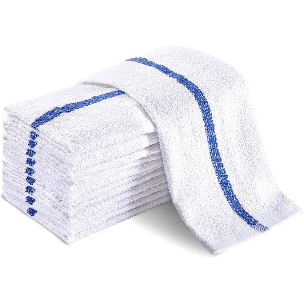 Asciugamani per pulizia universali, confezione da 120 sfusi, 16" X 19" 100% cotone Lavapavimenti in tessuto spugna di grado commerciale completamente bordato per E