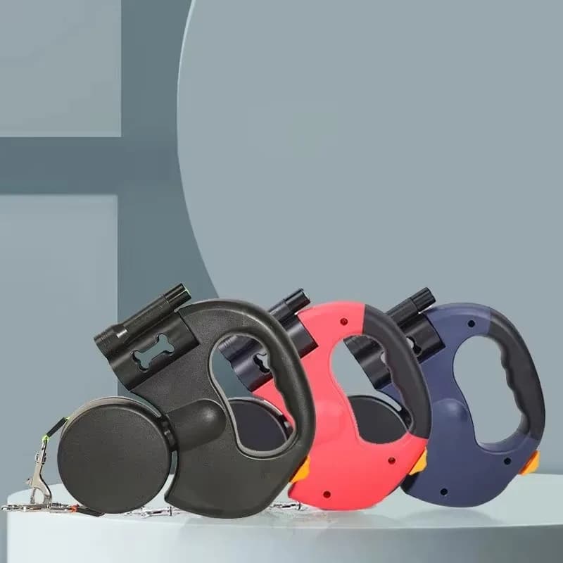 Guinzaglio Doppio per Cani con Torcia, Corda di Trazione Retrattile Riflettente, Guinzaglio Portatile Rotante per 2 Cani, Accessori per Cani