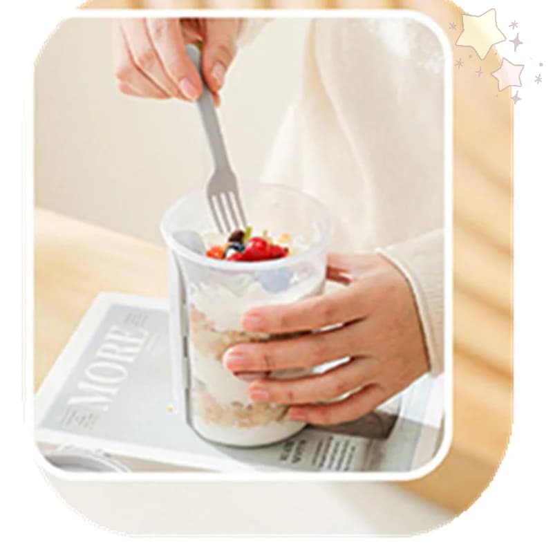 600ML Insalata Tazza di Farina d'Avena Colazione Doppio Strato Cereali Noce Contenitore di Yogurt Con Spogliatoio Forchetta Preparazione Pasto