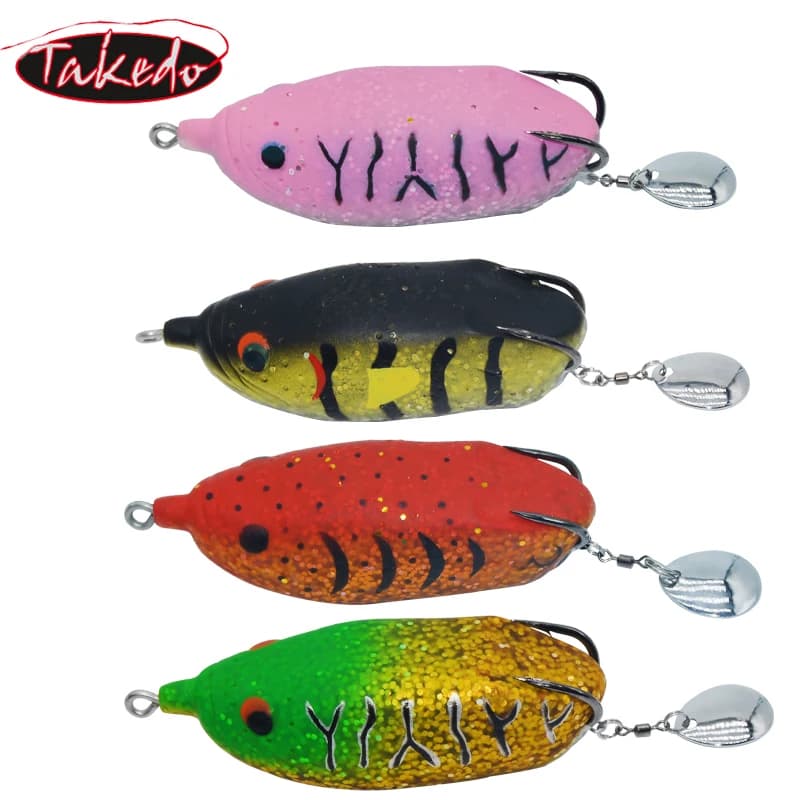 TAKEDO LW029 Handmade Bass Snakehead Frog Fishing Lure Soft Hollow Body Fishing Frog Lure Topwater Wobblers Minnow Crankbaits