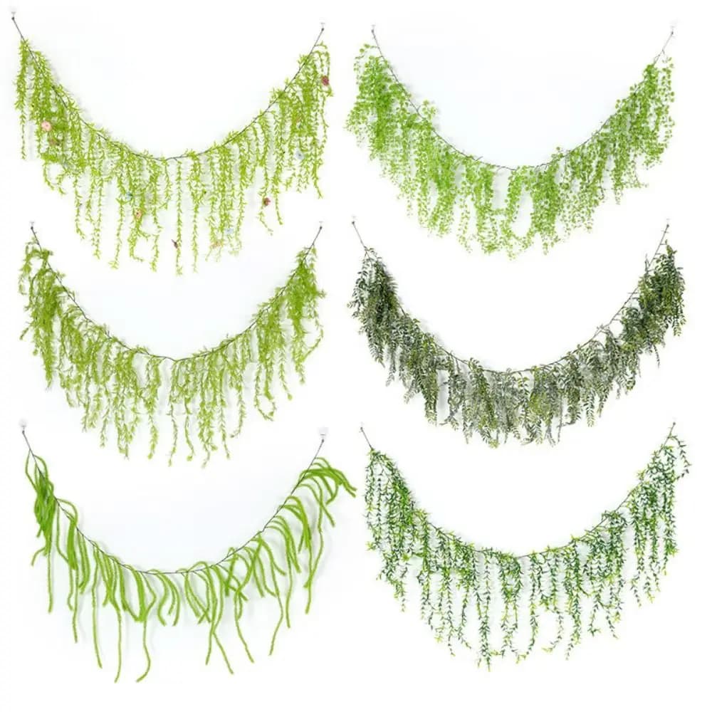 Creative Green Artificial Plant Vine 190cm Photo Props Lifelike Leaves Vine Ornament Plastic Plant Wall Home Decoration