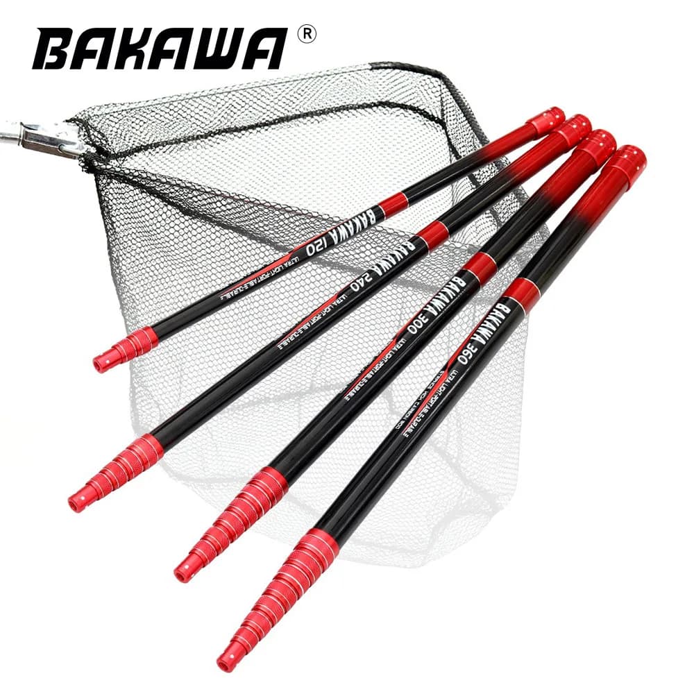 BAKAWA rete pieghevole portatile rete di atterraggio pieghevole veloce per pesca a mosca rete piccola rete leggera in fibra di carbonio 2.1/3.0/3.6M