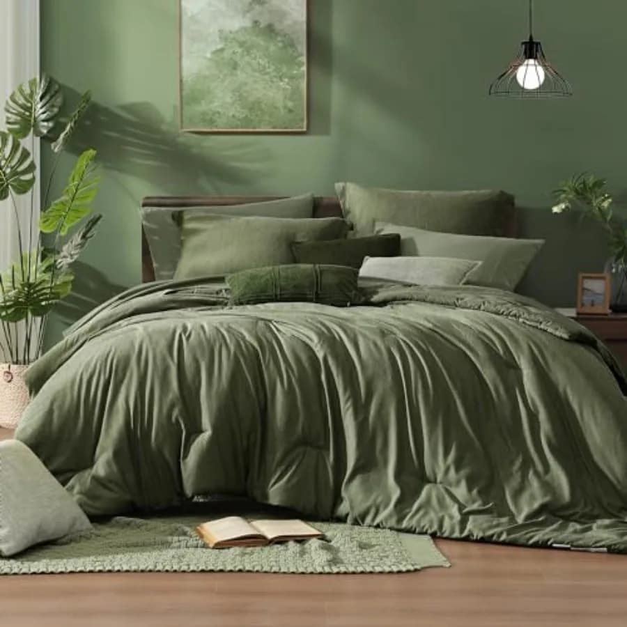 Set Copripiumino Reversibile, Set Letto 7 Pezzi, Set Copripiumino con Tintura Cationica, Lenzuola e Cuscini Inclusi