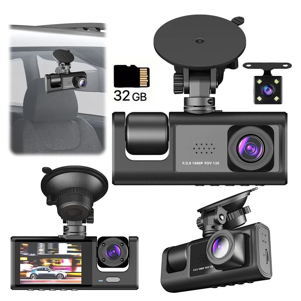 Null 2,3 pollici HD 1080P 3 canali WIFI Dashcam garmin All'interno della telecamera del veicolo DVR Video scatola nera Videocamera dashcams per auto