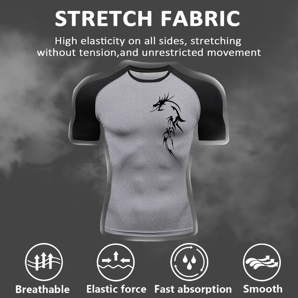 Men's Snake Totem Print Compression T-Shirt Basic Crew Neck Short Sleeve Trendy Casual Wear Suitable For Daily Fitness Training