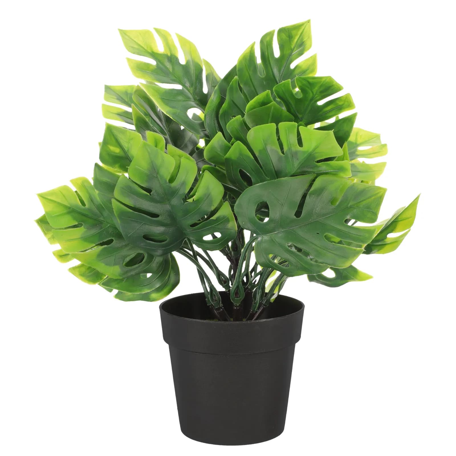 Mini Bonsai Artificiale di Monstera in Vaso, Pianta Finta in Plastica, Ornamento Realistico per Interni, Decorazione per Ufficio, Scaffali e Tavoli