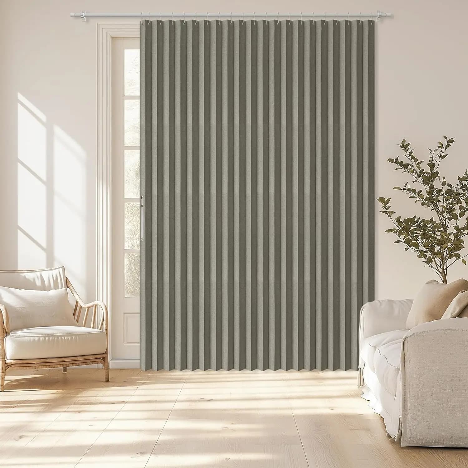 Tenda a Fisarmonica 100% Oscurante 98'x106' Grigia - Divisorio Magnetico Pieghevole, Scorrevole Senza Foratura per Patio e Armadio