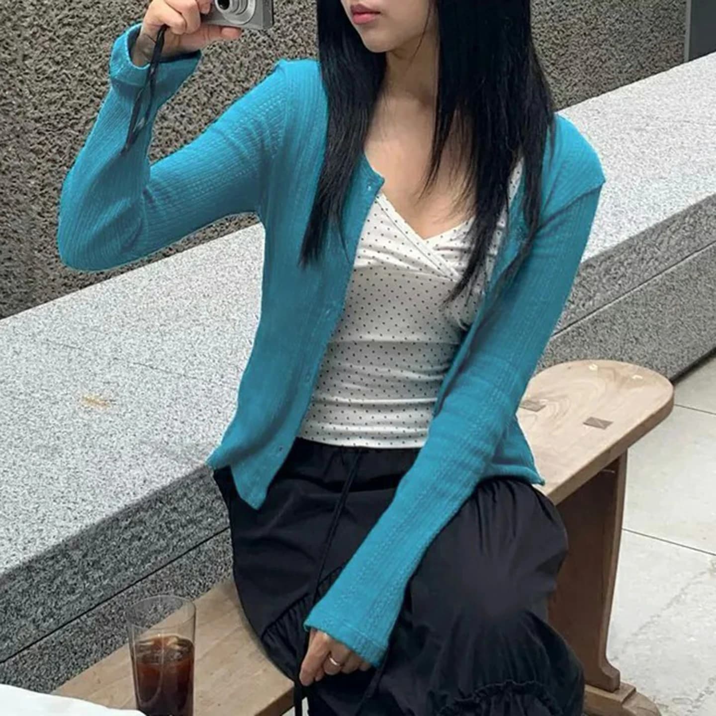[RUOKE] Cardigan Casual Streetwear a Maniche Lunghe, Maglia Sottile con Bottoni, Stile Coreano, per Primavera Estate, da Indossare Quotidianamente