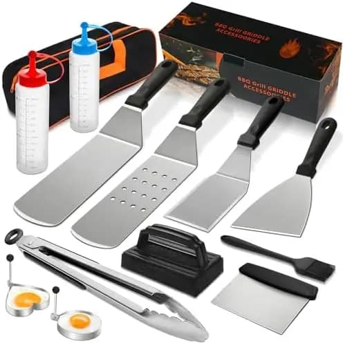 Kit di accessori per piastra da 14 pezzi per Blackstone e Camp Chef – Set di spatole, raschietto, utensili per barbecue per cucinare all'aperto