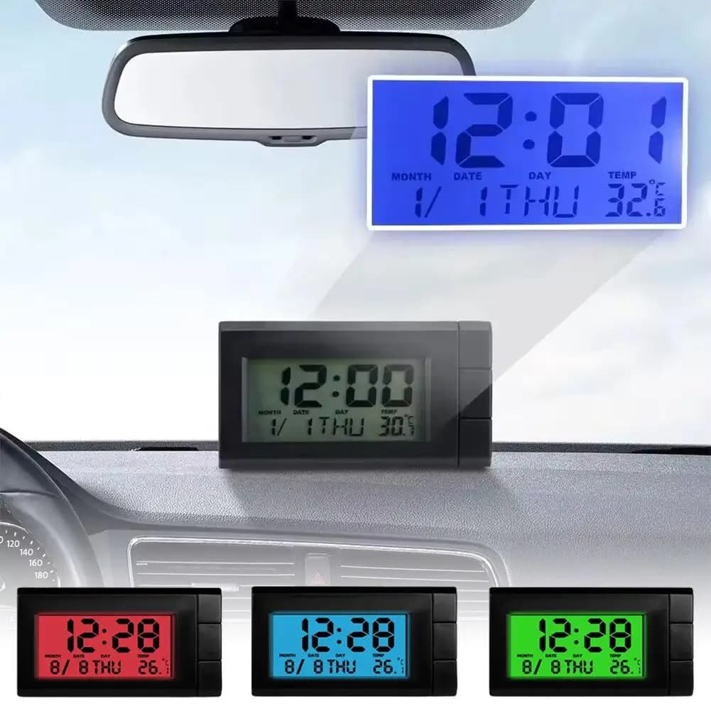 Orologio Digitale Notturno per Auto con Termometro Interno 2 in 1, Decorazioni Automobilistiche Generali con Retroilluminazione Orologio da Cruscotto per Auto con Allarme