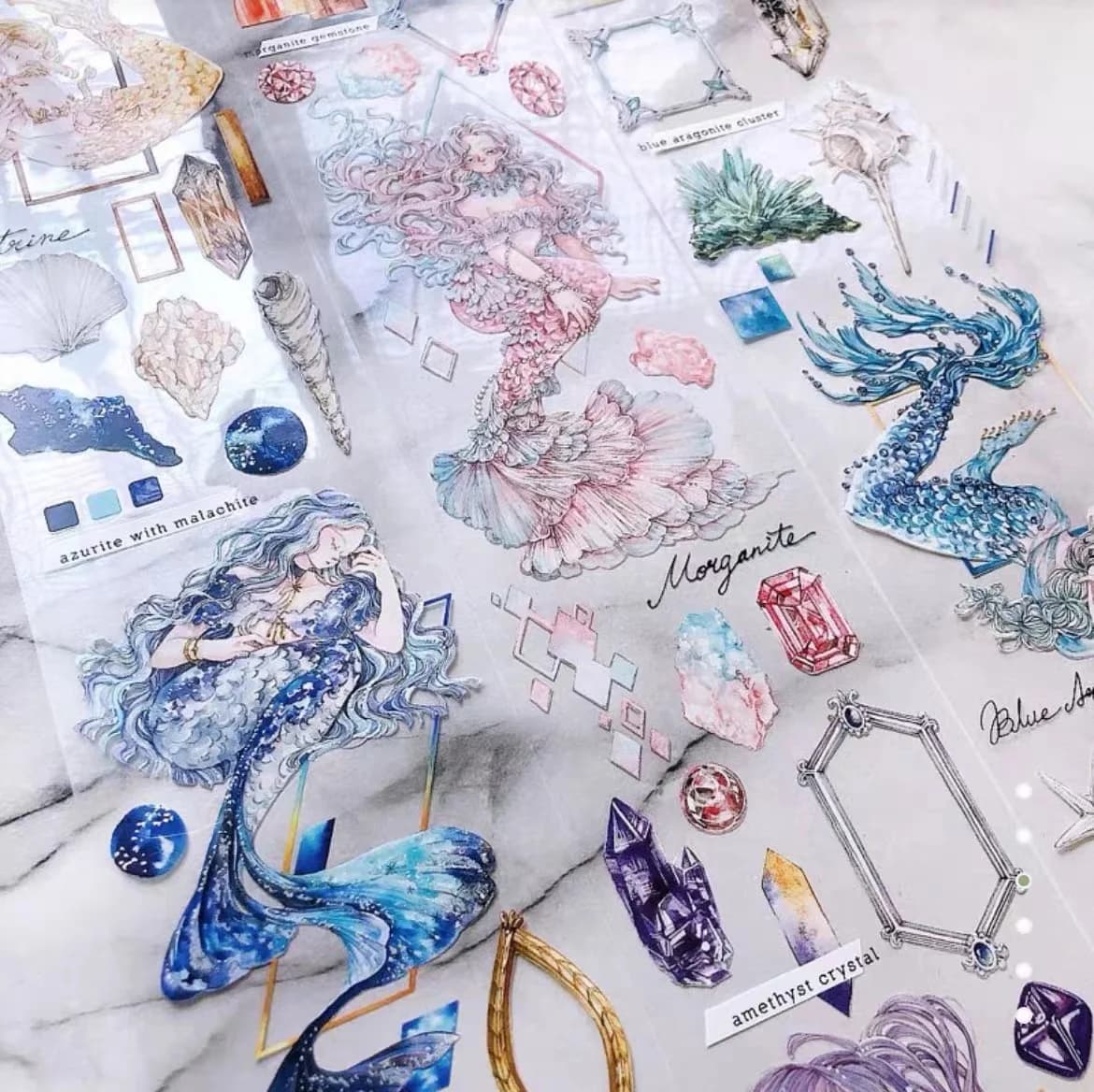 Fairy Diamond Mermaid Girl Washi PET Tape for Card Making DIY Scrapbooking Decorative Sticker