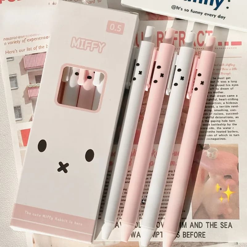 4 Pezzi Penne Gel Kawaii Serie Miffy con Stampa Creativa, Punta 0.5mm, Asciugatura Rapida e Durevoli