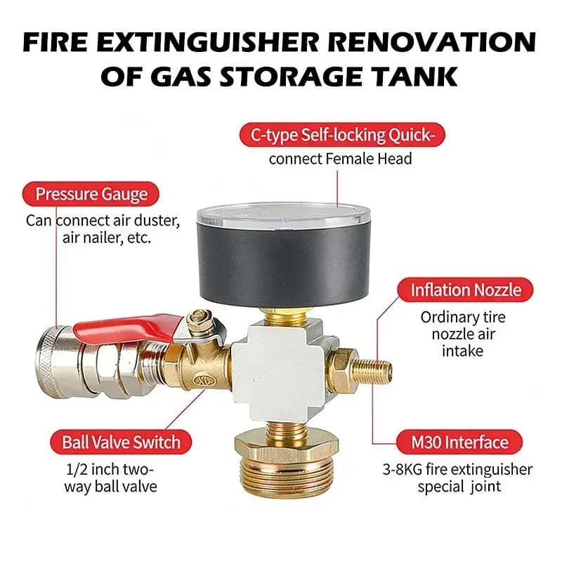 New··Small Air Tank Pressure Adapter Fire Extinguisher Conversion Air Pump Portable Mobile Air Compressor Accessories