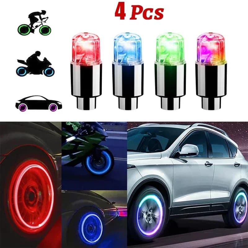 2-10 Pezzi Luci LED Colorate per Ruote, Tappi Valvola Pneumatici Auto, Lampadine al Neon, Copertura Universale per Valvole Auto, Moto, Bicicletta, Accessori Esterni Auto