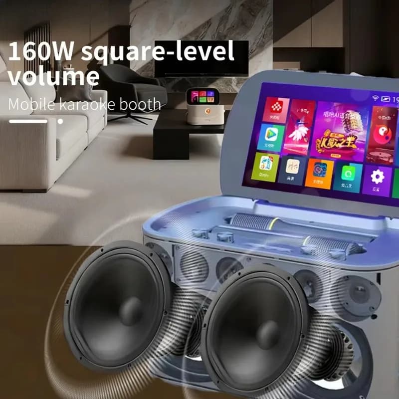 Macchina per karaoke portatile con altoparlante con schermo IPS, doppio 4 pollici, 60 W, 11,6 pollici, 2020 Nuovo