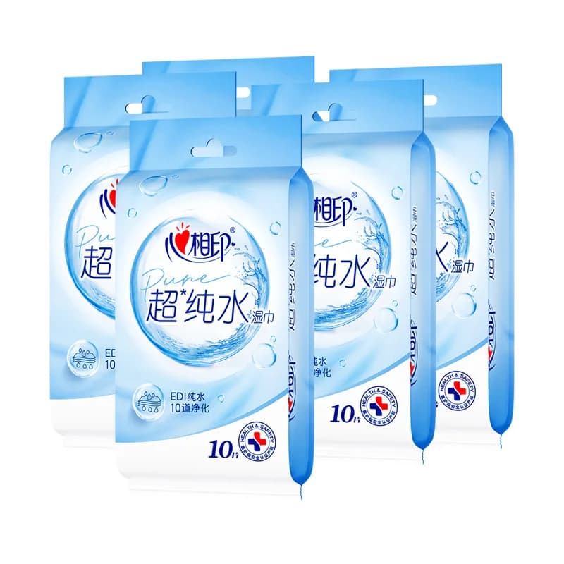 Portable Mini Pure Water Wet Tissues 10 Single Pack Sheets Hydrating Moisturizing for Travel Outdoor Household Skin Cleansing