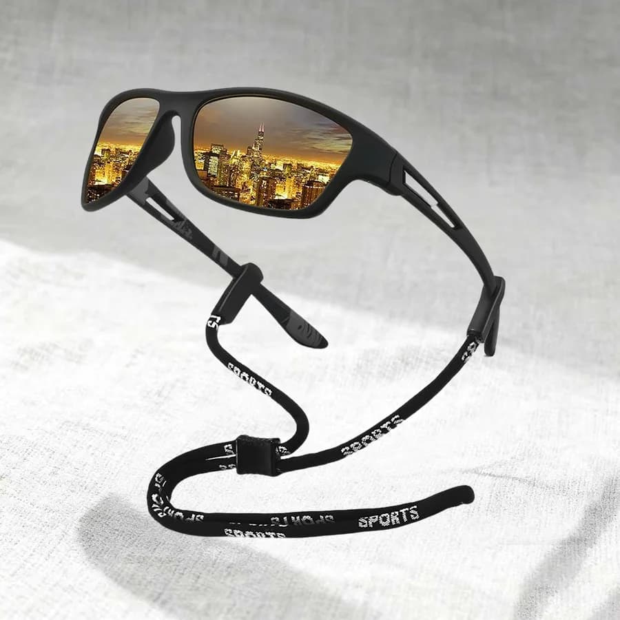 Sports Sunglasses with Fashion and Chain, for Men and Women, Ideal for Guide, Fishing, Cycling, Mountaineering, UV400 Protection