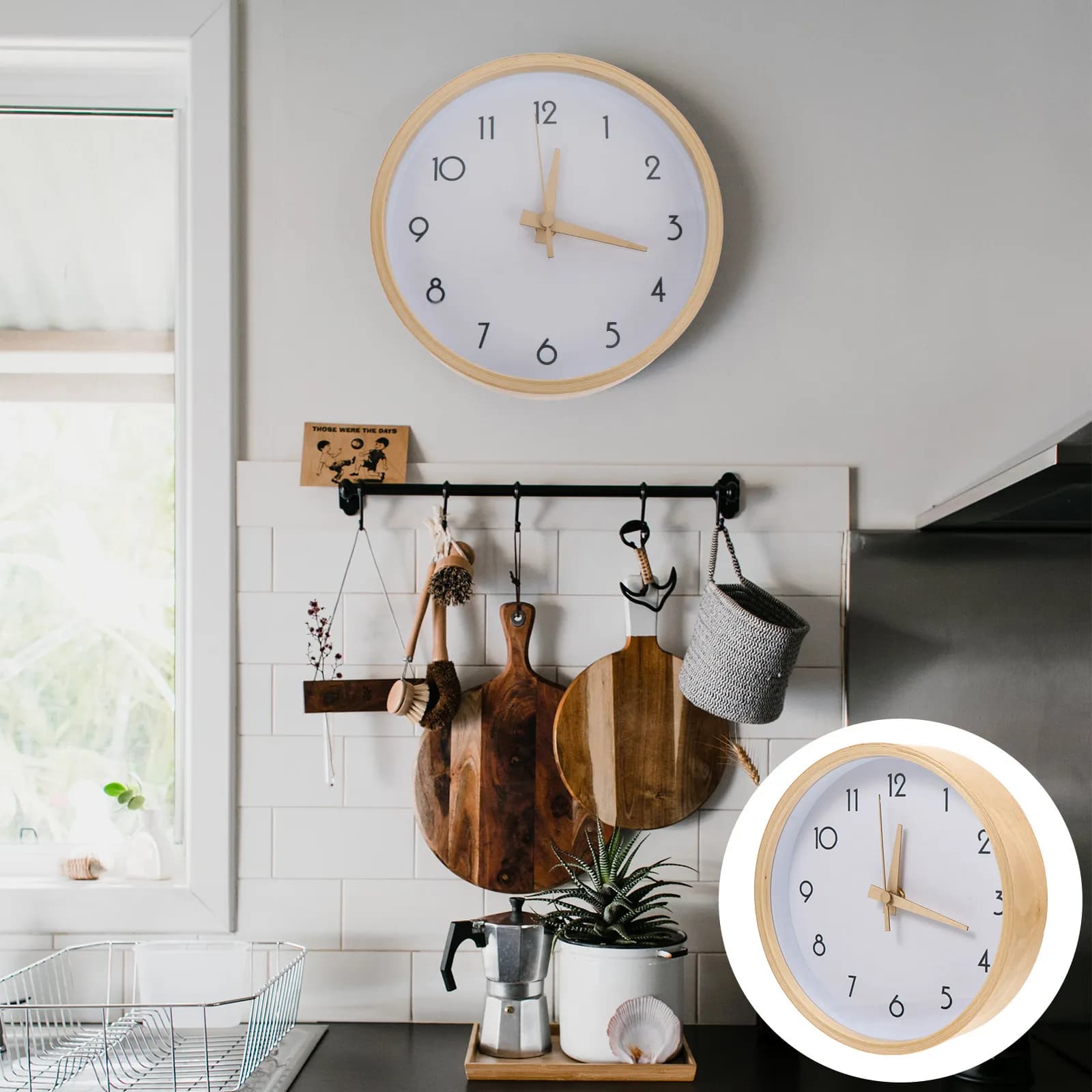 Orologio da Parete Silenzioso Rotondo da 8 Pollici, Decorativo per Soggiorno, Design Moderno e Alla Moda