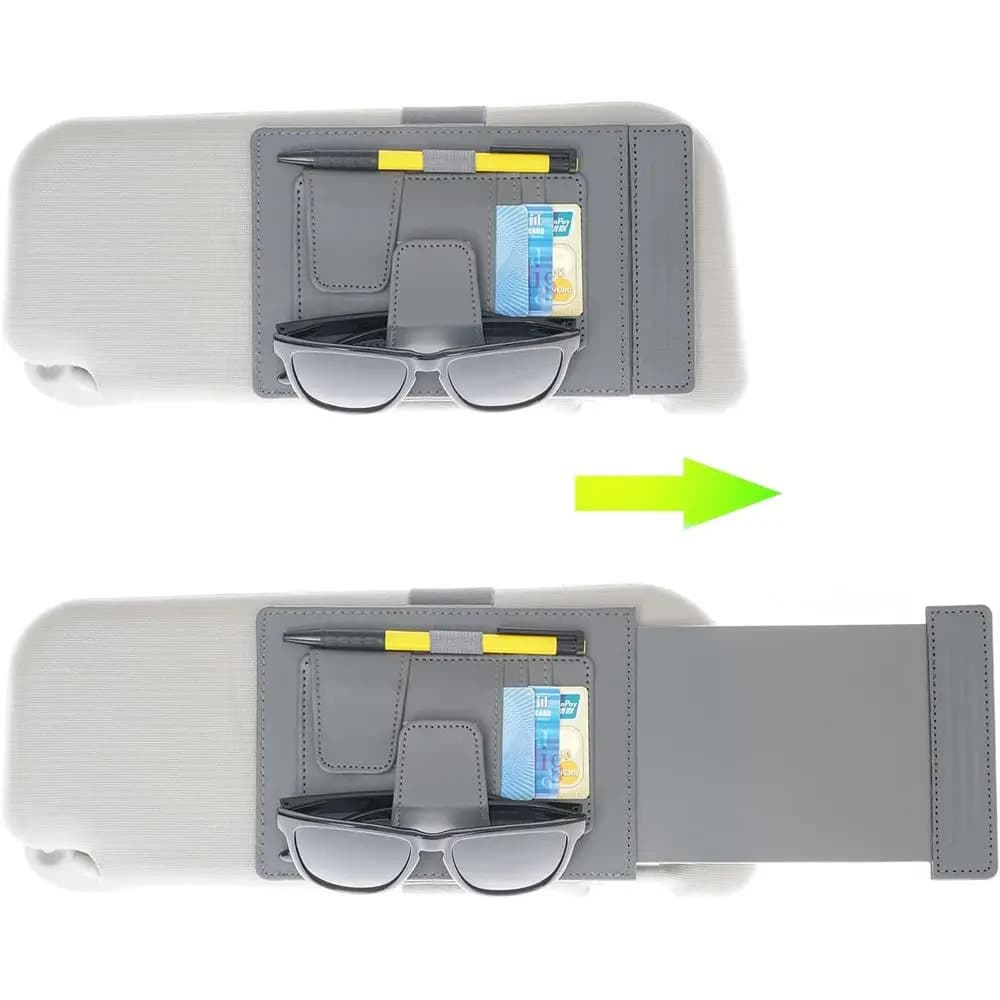 Organizer per estensore visiera parasole, parasole antiriflesso, portaoggetti per auto per occhiali da sole e accessori, grigio