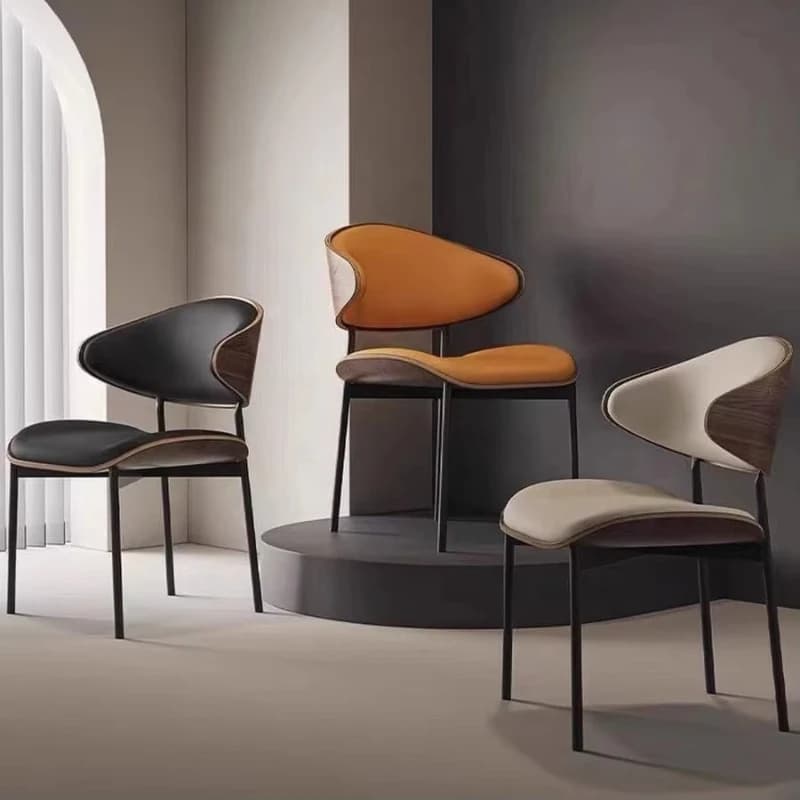 Sedia da studio contemporanea Sedia da soggiorno coperta in tessuto per la casa con schienale morbido e curvo Poltrona con 4 gambe in metallo per uso in camera
