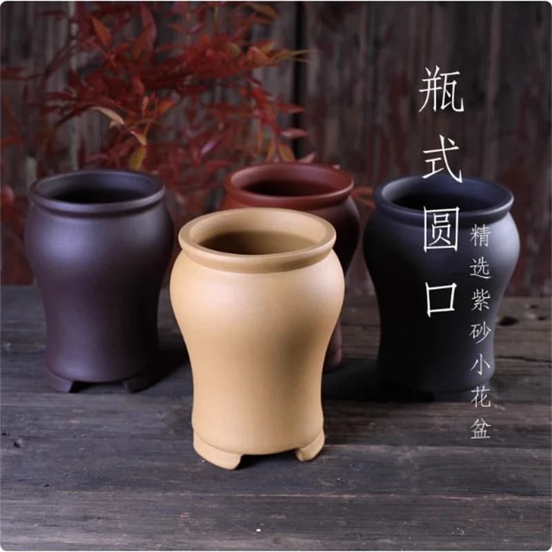 Purple Clay Handmade Pottery Bonsai Pot,Small Vase,Bottle Shape,Ceramic,Dormitory Oncidium Plant Pot,Garden Decoration