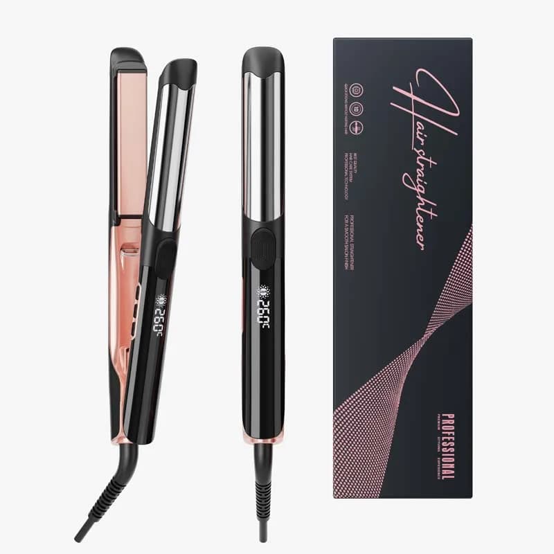 2-in-1 Electric Hair Plate with Temperature LED Display, Ceramic Coating Plates, Rapid Heating and Adjustable Temperature