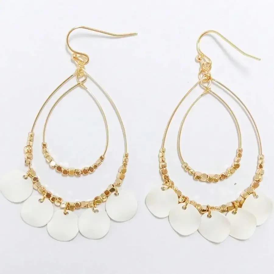 Bohemian Double Layer Disc Drop Earrings For Women Fashion Geometric Round Pendant