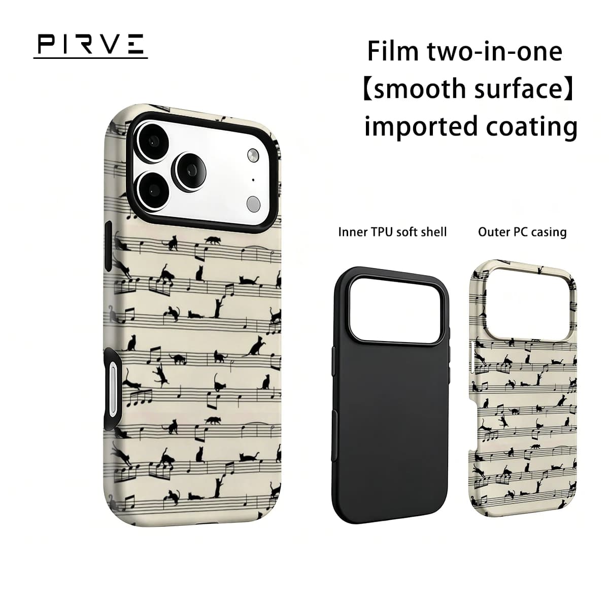 Cats Musical Notes For IPhone18 17 Must-Haves Phone Case For IPhone 17 15 14 13 16 Pro Max Plus Double-Layer Tough Case