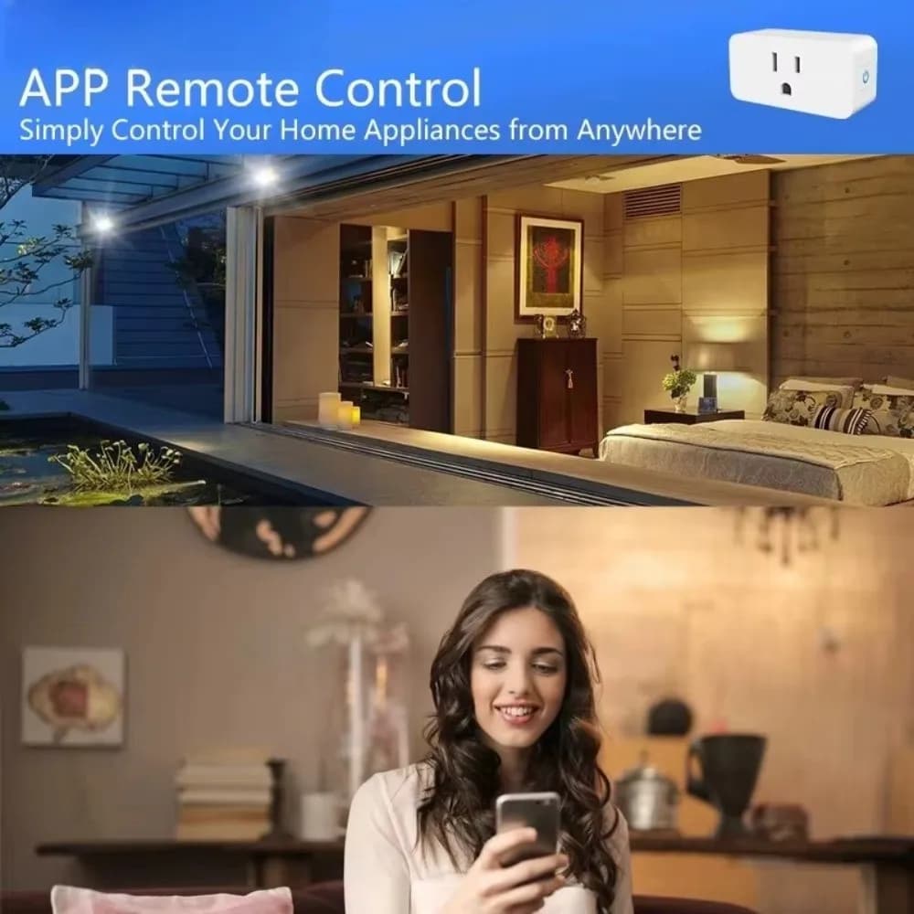 Mini Presa Intelligente WiFi con Controllo Vocale Remoto, Funzione Timer, Protezione da Sovraccarico, 110-240V 10A, Standard USA