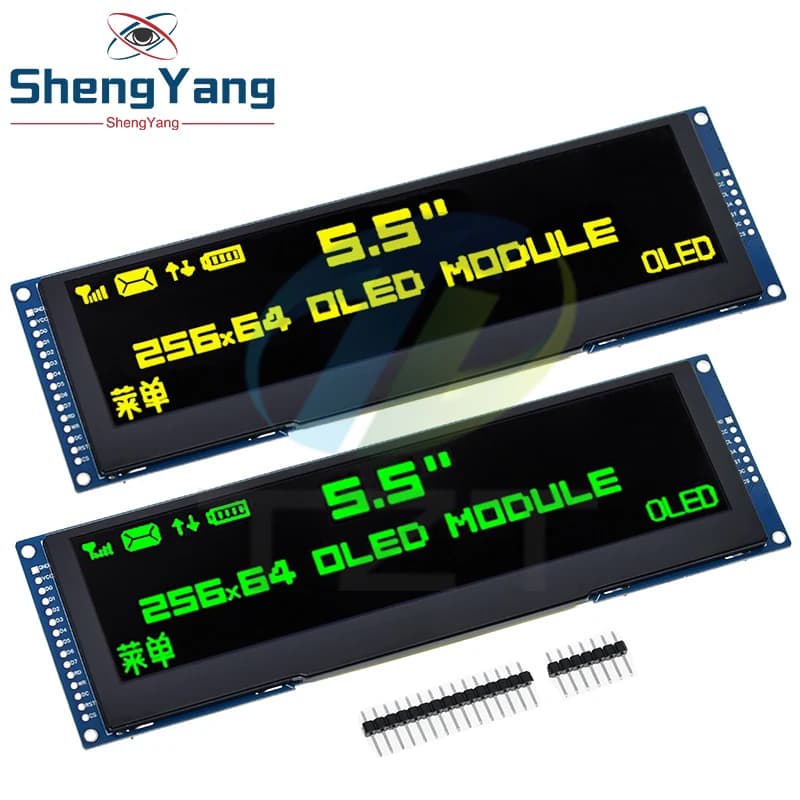 TZT 5.5-inch OLED LCD Display Green/Yellow 256x64 Drive SSD1322 SPI interface / 8-bit parallel port for Arduino UNO R3