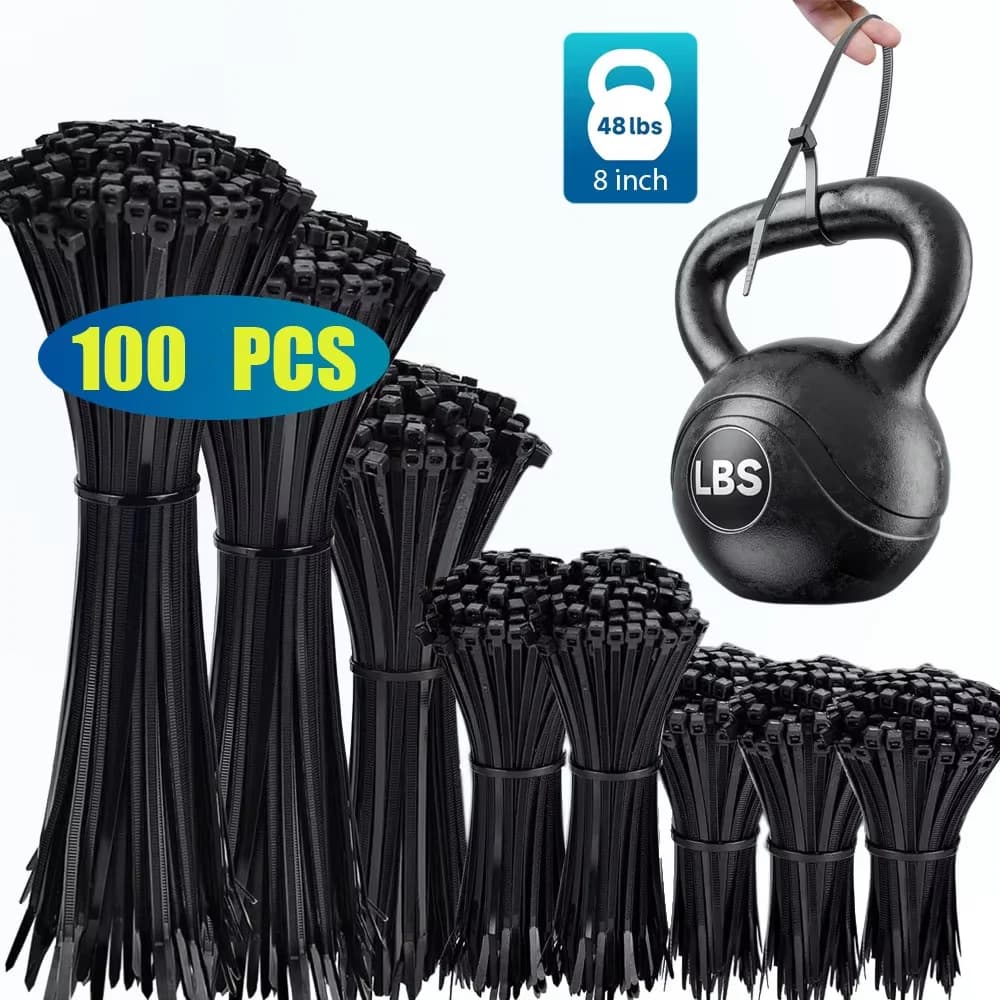 Fascetta in nylon di plastica autobloccante 100 PZ nero 5x300 anello di fissaggio fascetta per cavi 4x200 fascetta per cavi fascette per cavi in nylon con cinturino