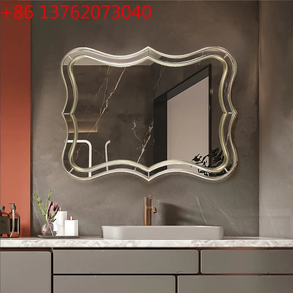 Specchio da bagno di lusso americano leggero, specchio di giunzione in vetro, specchio decorativo per ristorante