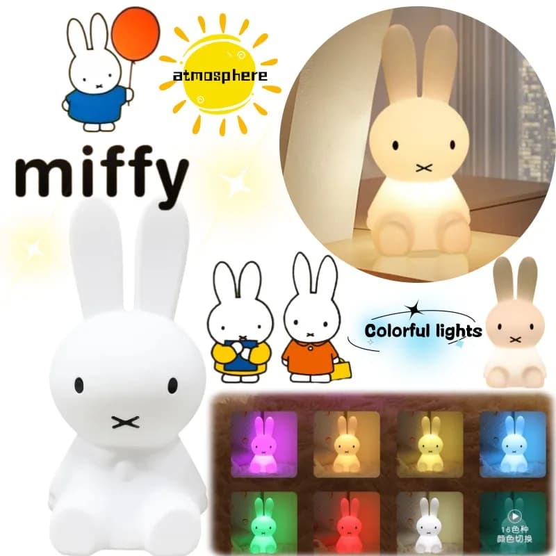 Lampada Atmosferica Creativa Miffy, Luce Notturna Colorata con Telecomando, Design Fantasioso e Protezione per gli Occhi