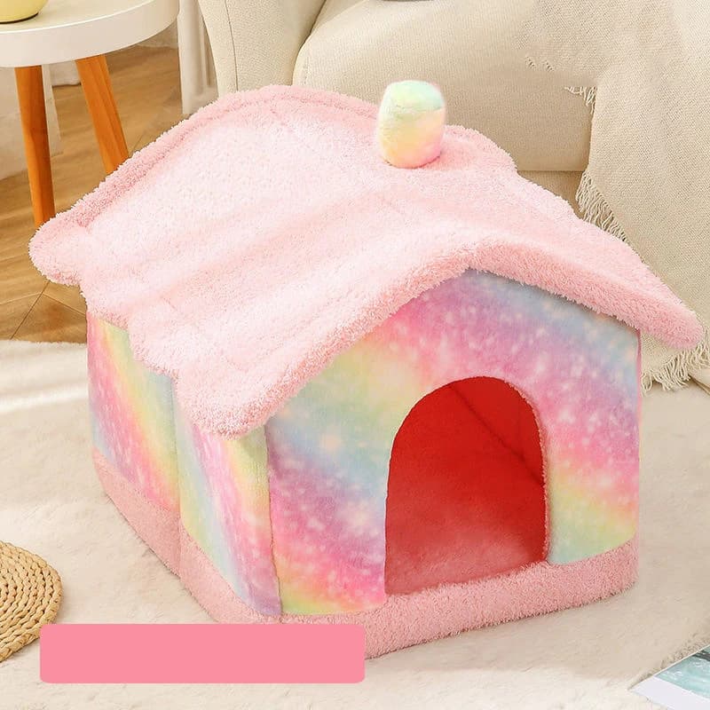 Dog Cat House Kennel Soft Comfortable Removable Small Dog Bed Winter Warm Pet Sleeping Mat Portable Cave Style Puppy House