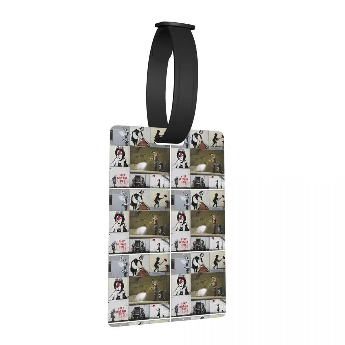 Banksy Merchandise, Banksy Art Montage 05 Etichette per bagagli Valigia Bagagli portatili Etichetta d'imbarco Porta etichette ID Nome Indirizzo