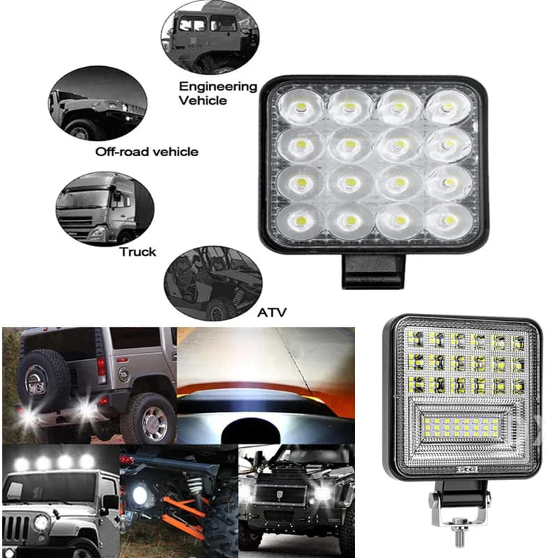 Lampada da lavoro a LED Faretto quadrato/proiettore 48W/126W Faro per auto per camion Fuoristrada SUV Luce di guida notturna Luce da lavoro per esterni