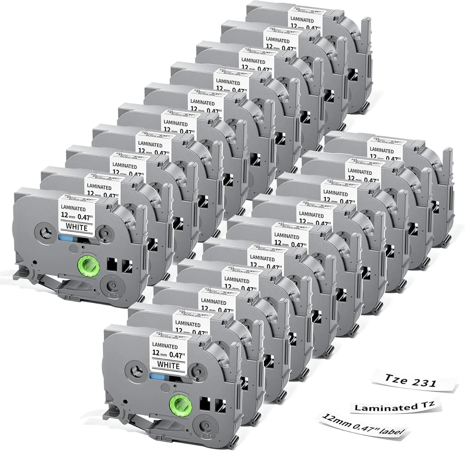 20 Pack 12mm x 8m TZe231 Label Maker Tape Compatible with Brother P-Touch TZ231 T231, Black on White Laminated Replacement Tape, Waterproof Strong Adhesive Easy Peel 0.47 Inch Label Tape for PT-D210 PT-D220 PT-H110 Office Home School Storage Boxes Files