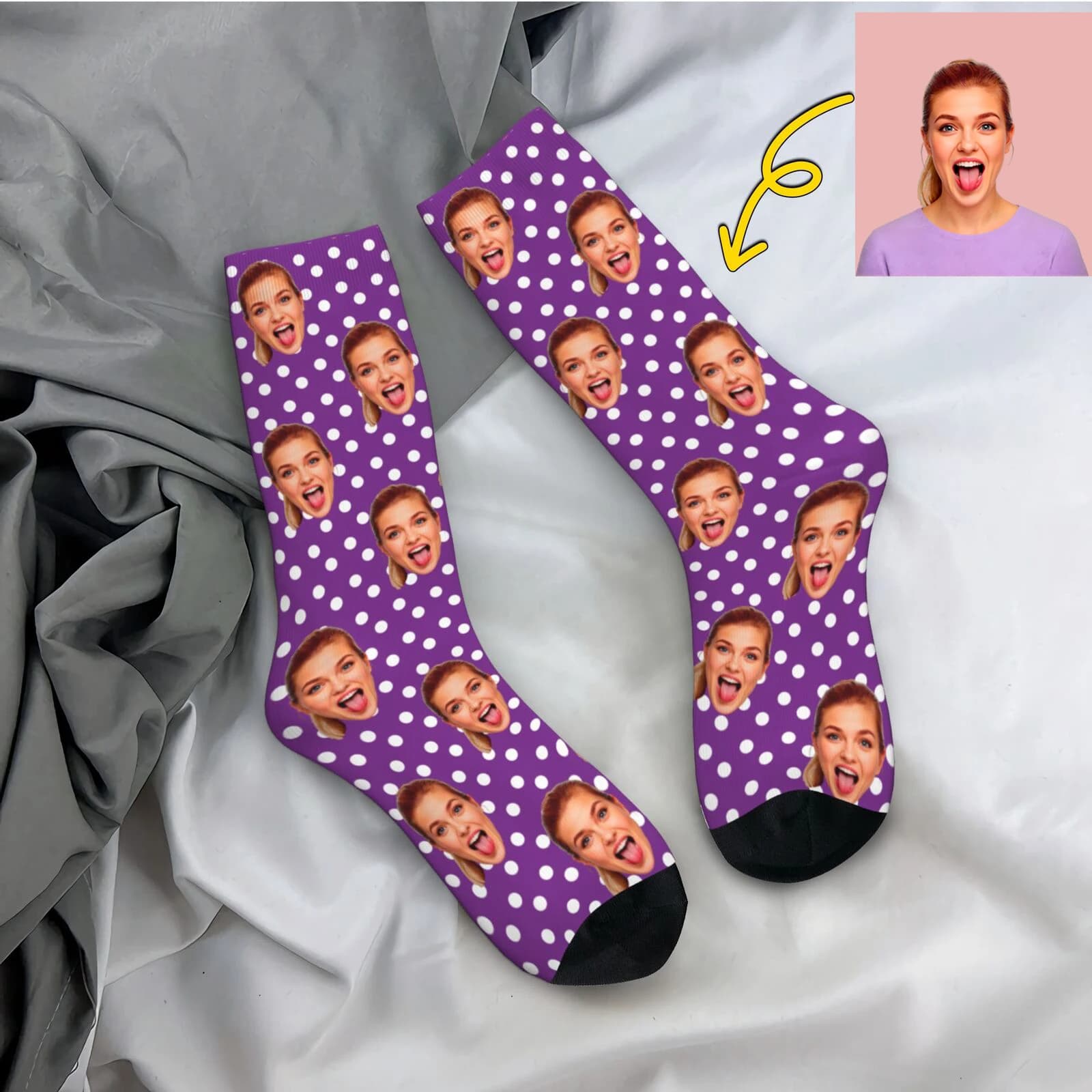 Personalized socks with custom polka dots Kawaii Man Women's Hot football socks with 3D print