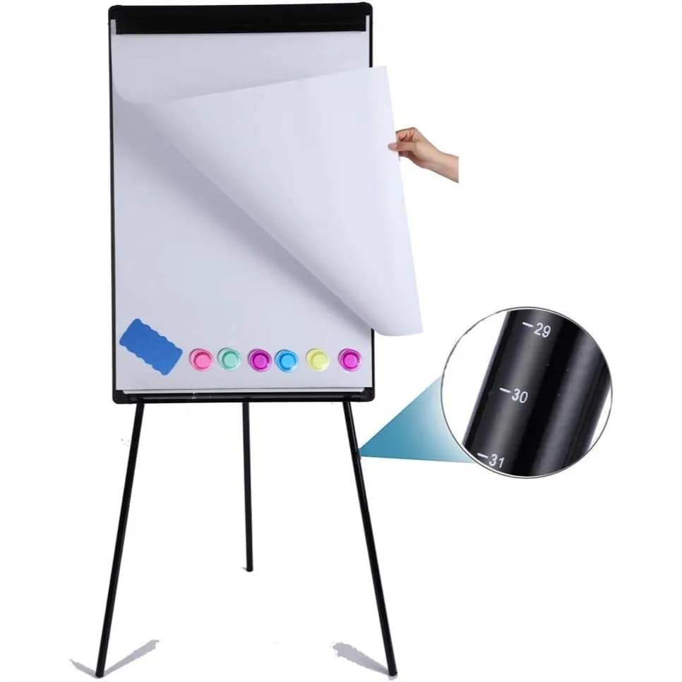 Lavagna Magnetica Cancellabile a Secco 36"x24", Regolabile in Altezza con Supporto a Treppiede, Lavagna per Presentazioni con Blocco Flipchart