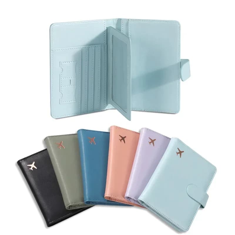 Custodia per passaporto in pelle PU Custodia impermeabile per carte di credito da viaggio Portafoglio per passaporto per donna/uomo Copertina per passaporto con fibbia