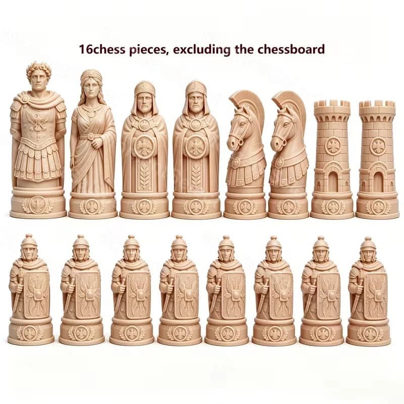16pcs Roman Soldier Chess Pieces Tabletop Game Desktop Decorative Ornaments
