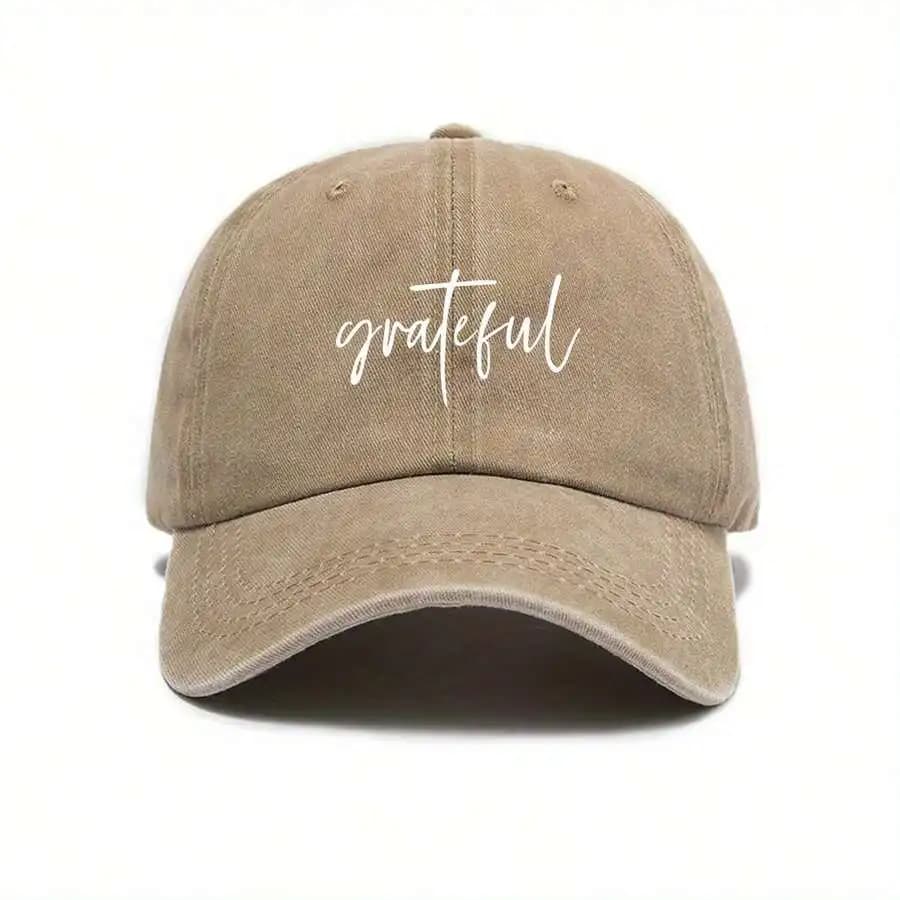 Cappellino da baseball con stampa Grateful Script, cappello casual da esterno regolabile in poliestere