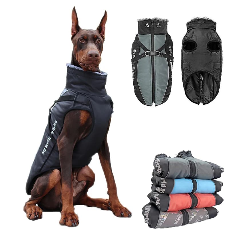 Abbigliamento per cani di taglia grande, giacca impermeabile per cani di grossa taglia, giacca autunnale invernale calda con collo in pelliccia, cappotto per cani di piccola taglia, per bulldog francese, Wilma Dog