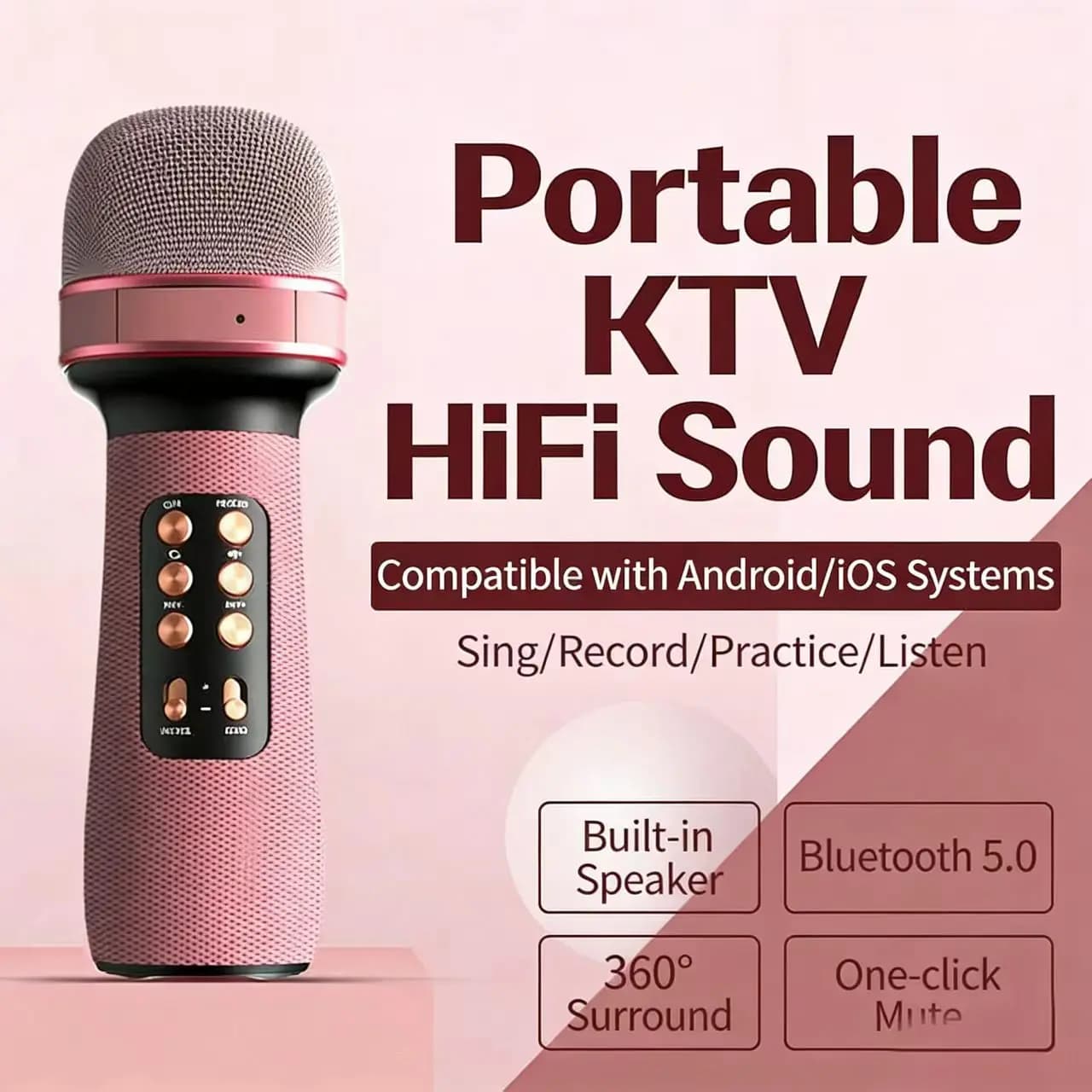 Nuovo Microfono WS-898 con Altoparlante Integrato, Microfono Wireless Bluetooth per Canto all'Aperto, KTV Portatile per Adulti e Bambini